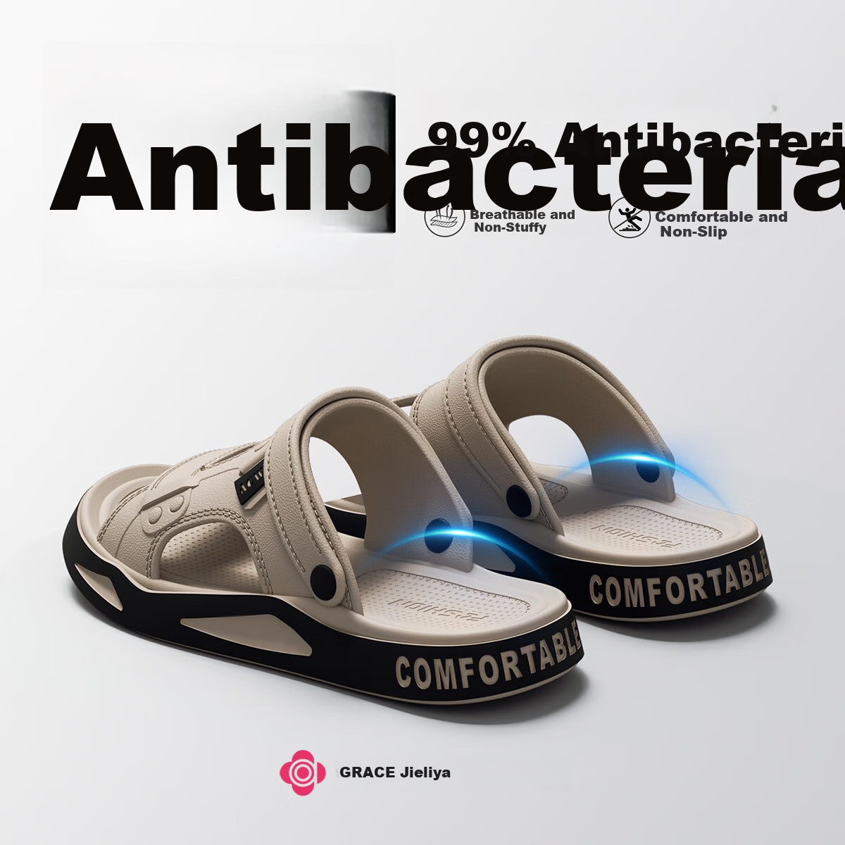 Grace Antibacterial Men's Slippers Summer 2026 New Outdoor Beach Non-Slip Sandals Odor-Resistant Dual-Purpose Men's Sandals