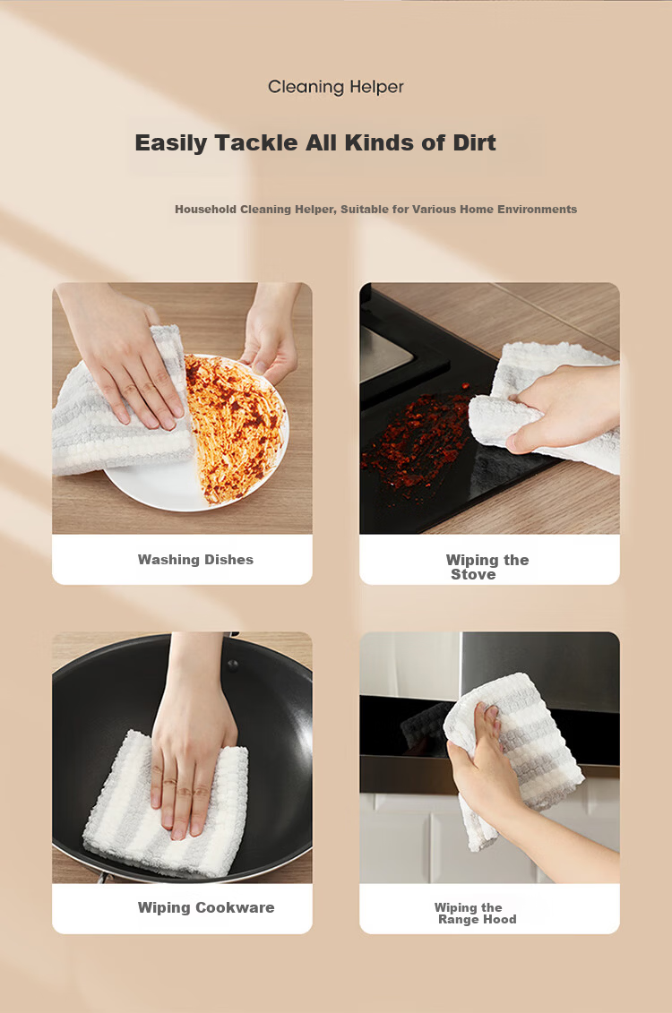 Melia Dishwashing Cloth Oil-Resistant Kitchen Cleaning Cloth 28x28cm 8-Pack Lint-Free Thickened Dishcloth Brush Tool 9