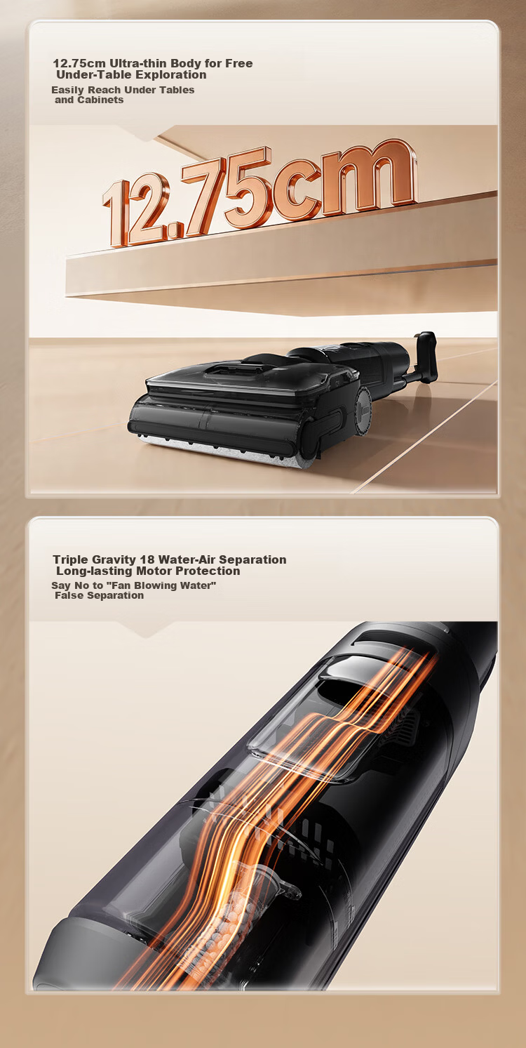 Tineco Geek Steam 2.0 Steam Mop and Vacuum Cleaner Robot with 380°C High-Temperature Steam Source and 28KPa Suction, Anti-Tangle Hair, Floor Cleaning and Mopping All-in-One 18