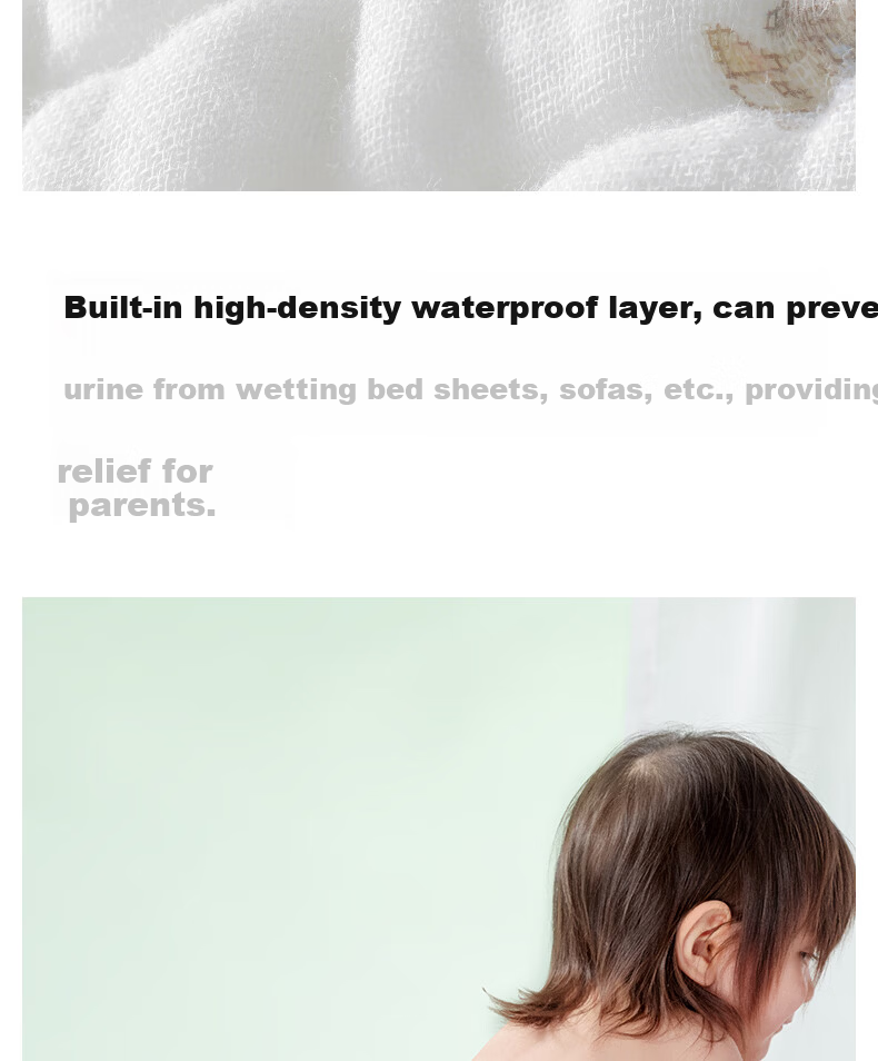 Betis Diaper Baby Gauze Integrated Fixing Belt Pants Pocket Baby Urine Guard Cloth Diaper Size L for 10-15 lbs 4-Pack 10