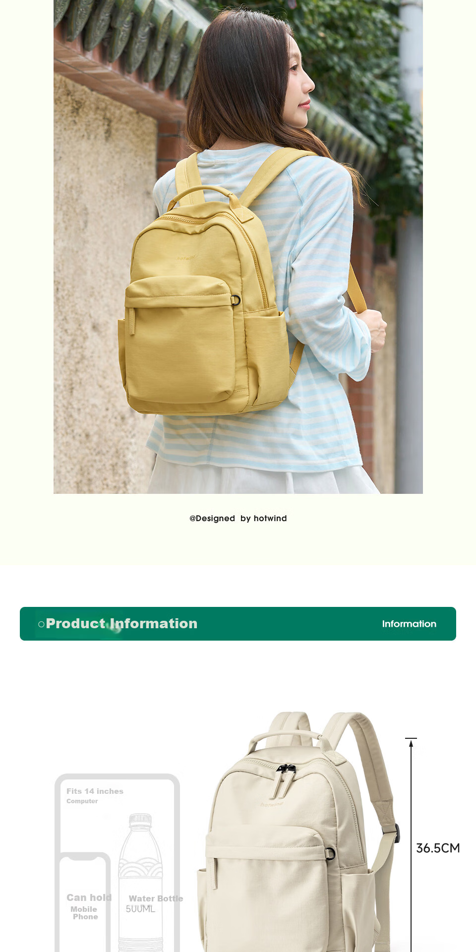 Hotwind Women's Backpack 2026 New College Student School Bag Junior High High School Laptop Bag Outdoor Lightweight Commuter Fashion Backpack 15