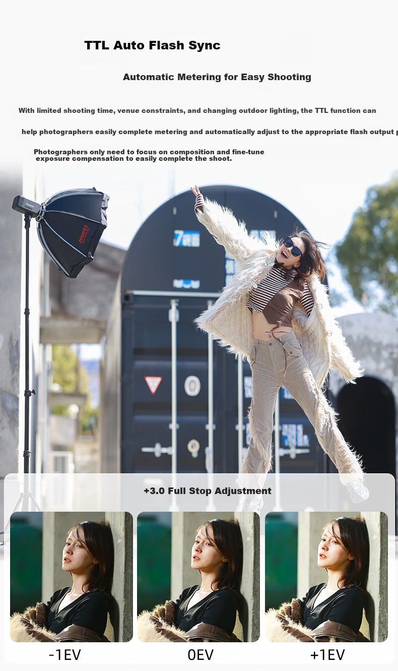 JINBEI HD250MAX Portable Outdoor Flash Light Upgraded Lithium Battery Photography Light High-Speed Sync TTL Auto Metering Continuous Shooting Bilingual Touchscreen Portrait Studio 10