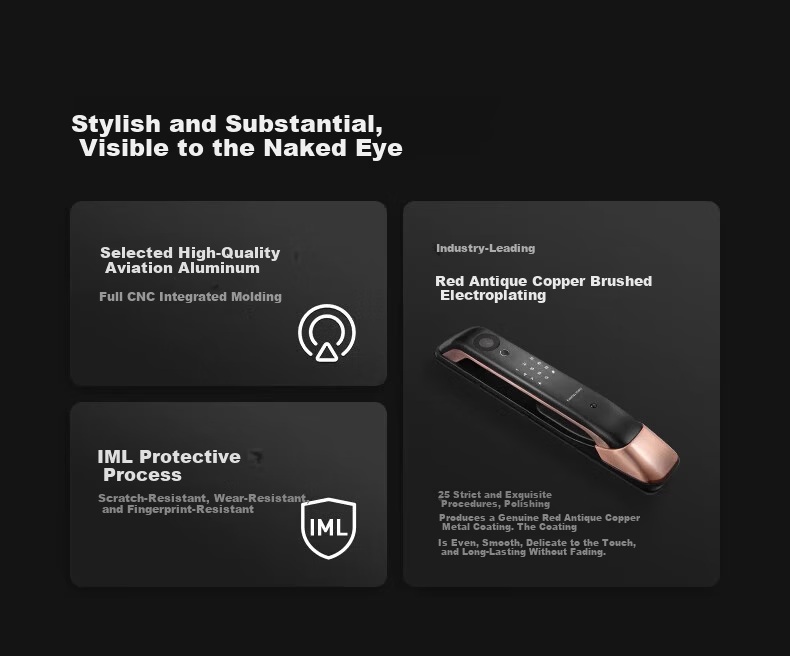 KAADAS Smart Lock Visual Peephole HD Fingerprint Electronic Lock Fingerprint Smart Lock Genesis K20-V(V2) Red Copper 11