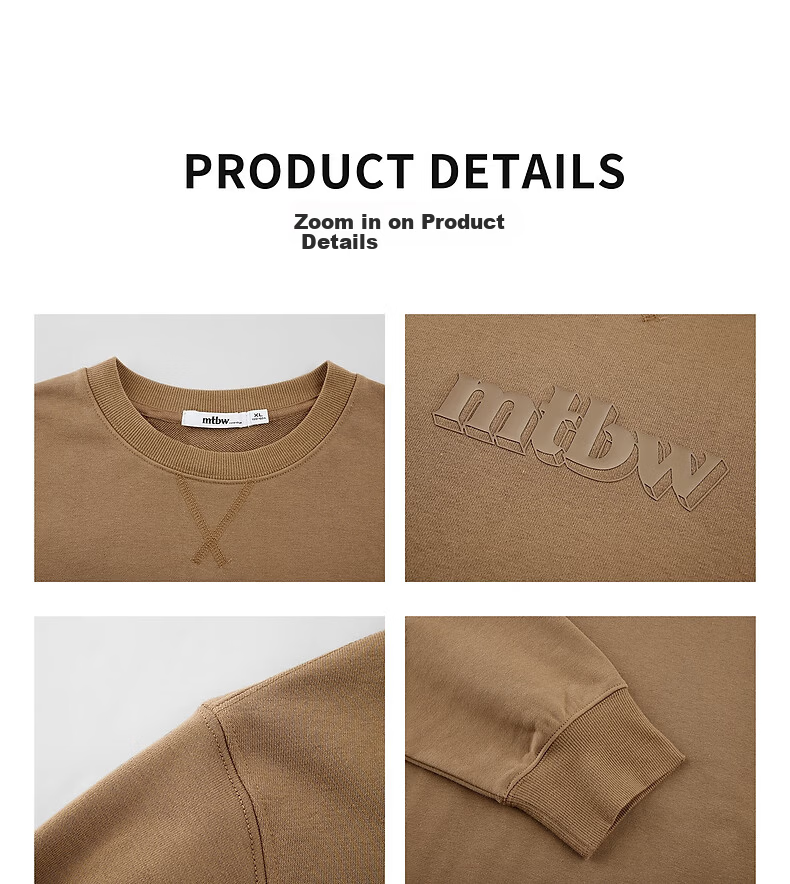 Metersbonwe Unisex Hoodie Spring Autumn New Sports Casual Long Sleeve Crewneck Top Dark Khaki 2XL185/104B 15