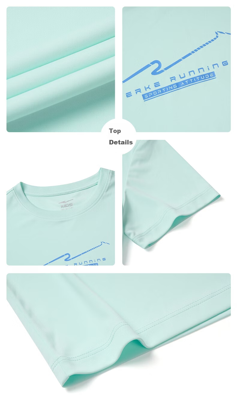 ERKE Kids Girls Summer Quick-Dry Sports Set Children's UV50+ Sun Protection Short Sleeve Set Blush Pink 160 22