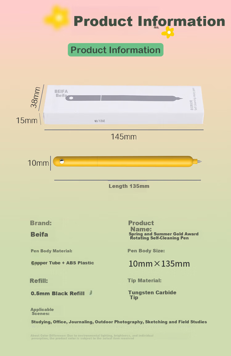 BEIFA Rotating Silent Gel Pen 0.5mm Minimalist Nordic Style Self-Cleaning Pen High-Value Office Exam Gel Pen Vermilion 0.5mm [Back to School Essential] 16