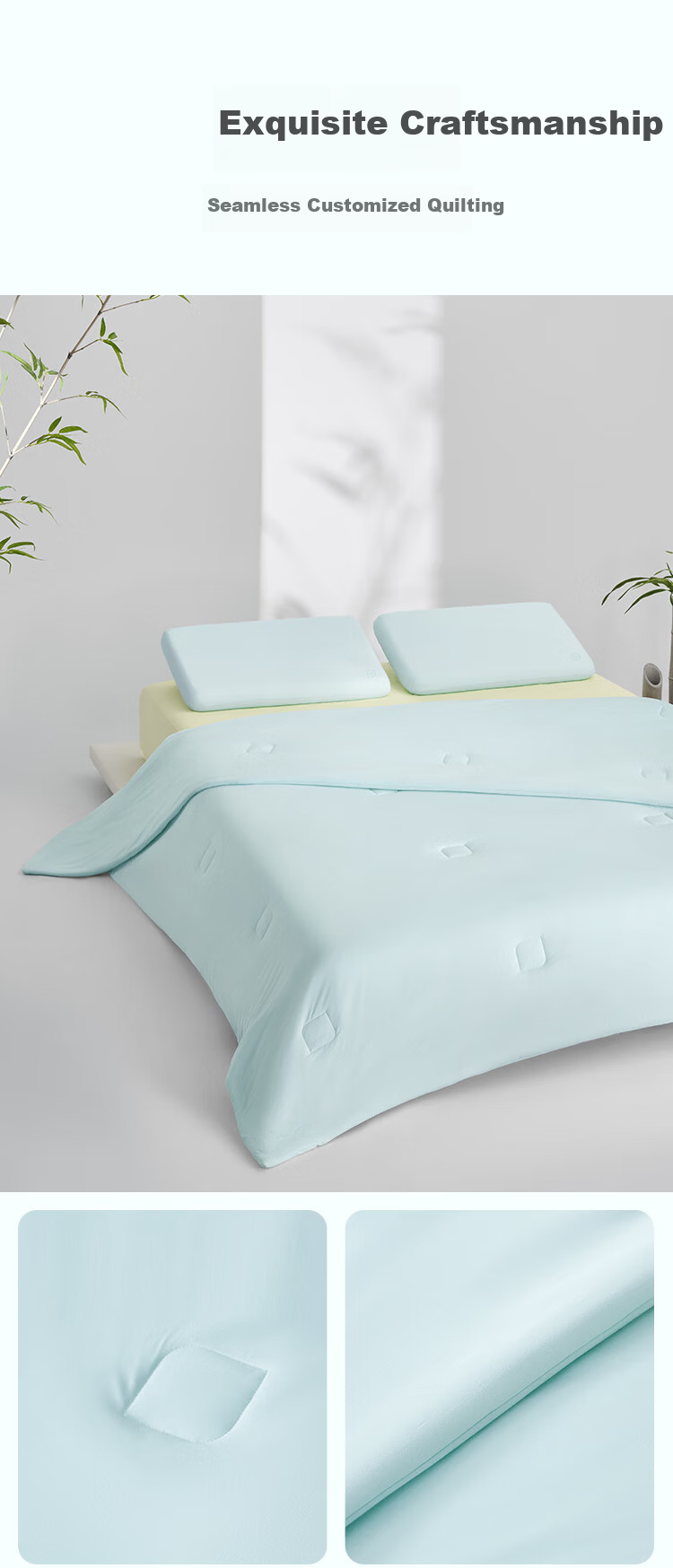 JD Jingzao Infit Comfortable Sleep Summer Quilt Bamboo Fiber Class A Machine Washable Cooling Air Conditioning Quilt Summer Quilt Gray 2x2.3m 15
