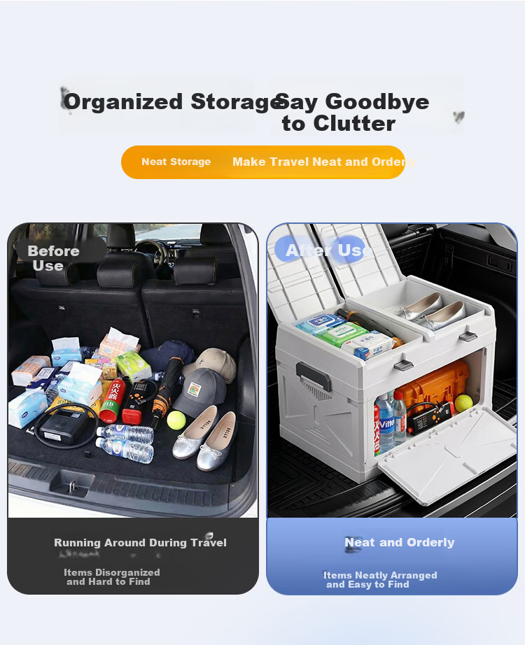 Jiabangshu Trunk Storage Box Car SUV Foldable Plastic Outdoor Camping Organizer Medium White 1