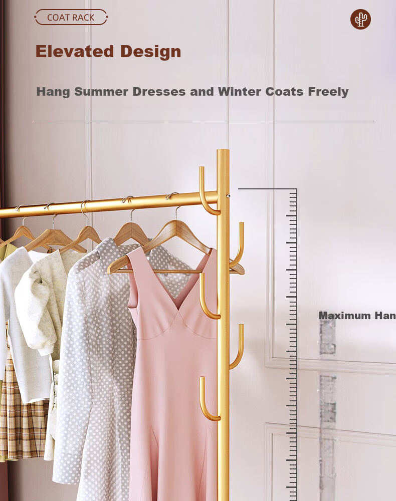 Muhan Yue Floor-Standing Clothes Drying Rack Mobile Home Bedroom Balcony Garment Rack Indoor Simple Rod Coat Hanger 7