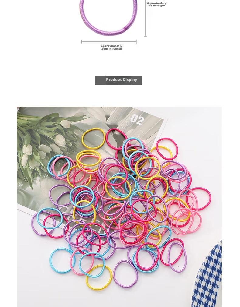 Jianyingshu Candy Color Children's Thumb Hair Ties 200pcs Colorful Hair Bands Elastic Baby Hair Accessories 3