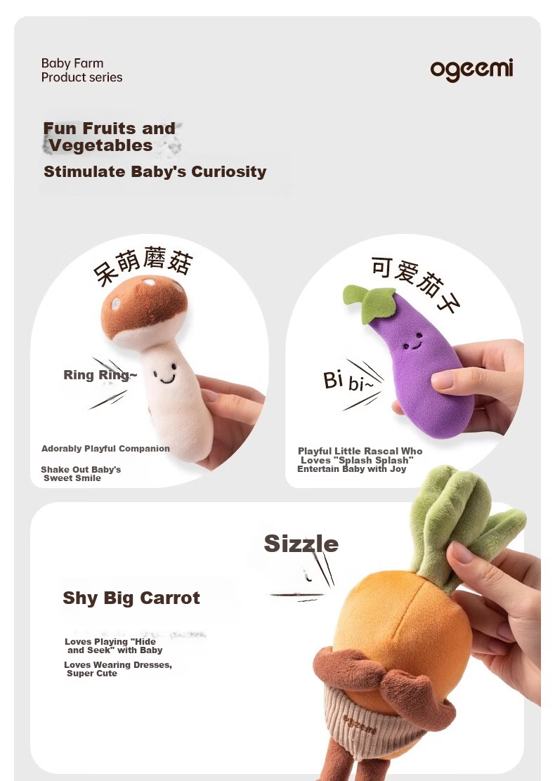 Jimi Pull Carrot Baby Teething Toy Durable Tear-Resistant Soothing Early Education Gift for Newborns and 100-Day Celebration 9