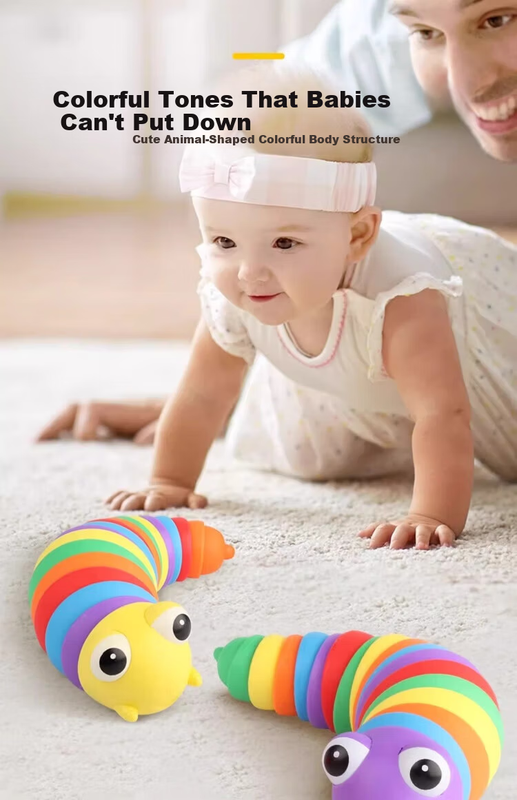 Fun World Colorful Twistable Caterpillar Educational Kids Puzzle Toy Rainbow Caterpillar Stress Relief Gadget 7