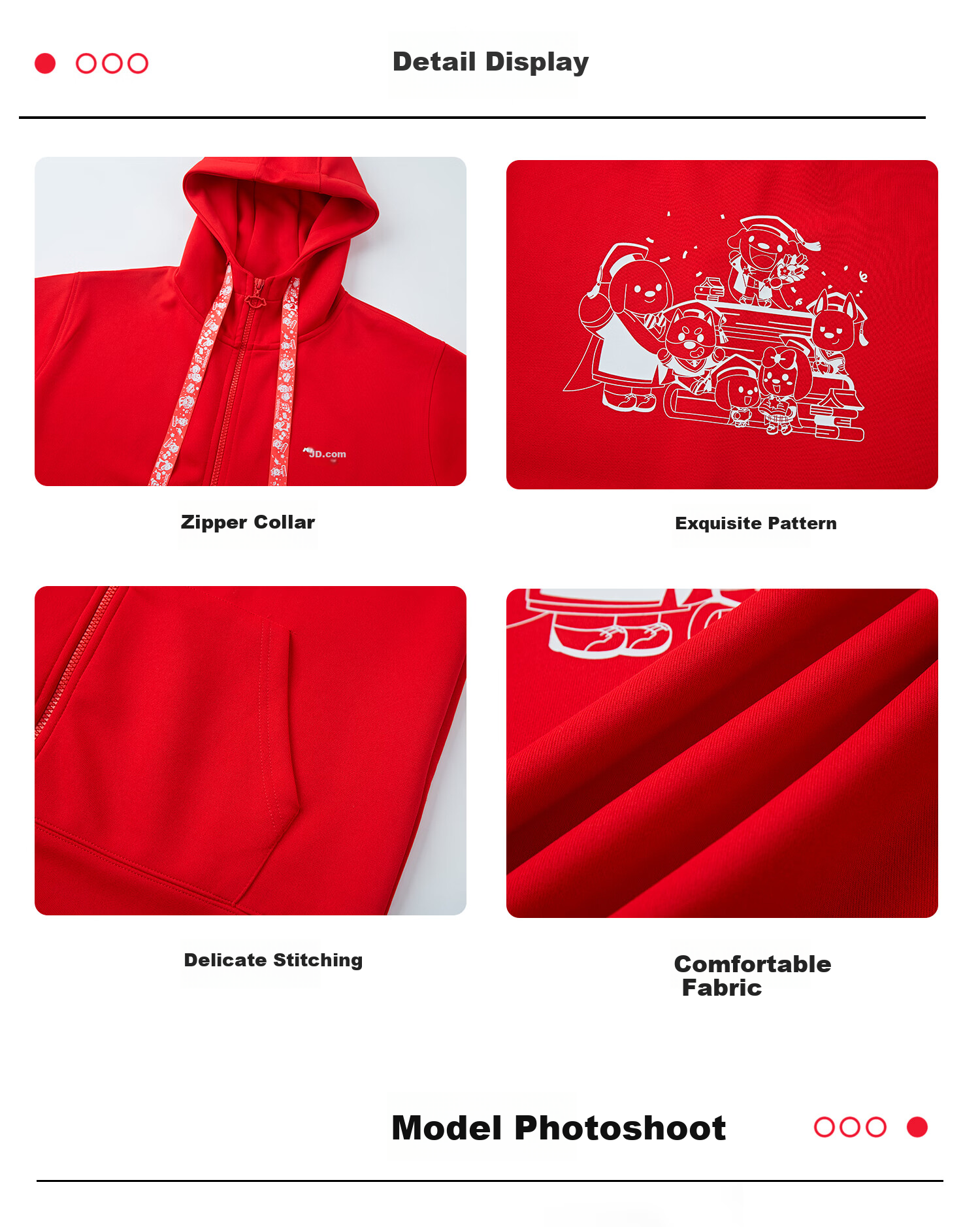JOY&DOGA Global Training Base Commemorative Hoodie Cultural Shirt Qixin Red 3XL 2