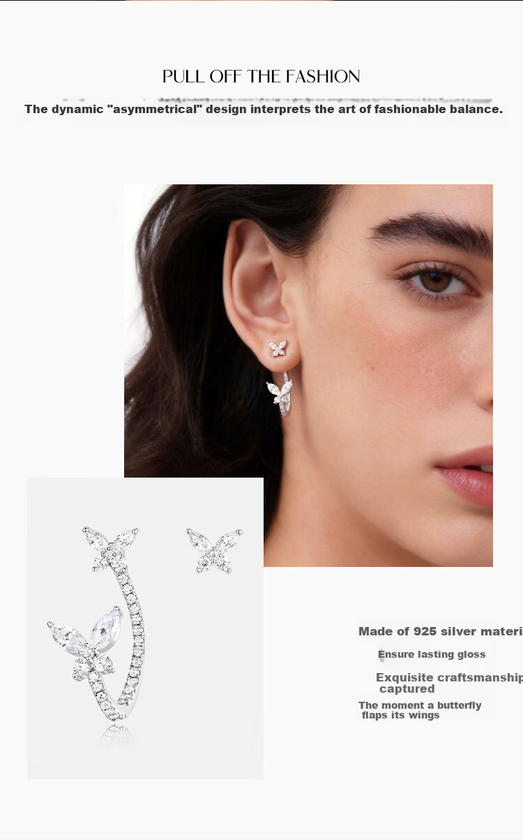 APM Monaco Asymmetric Butterfly Stud Earrings for Women Luxury Earrings Birthday Gift for Girlfriend Best Friend Mother's Day Gift Pair 2