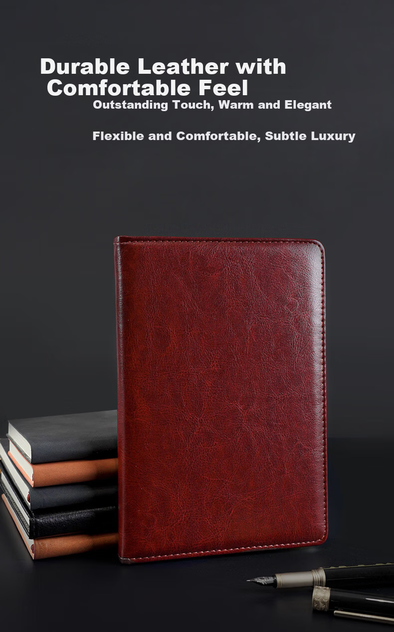 BEIFA Fashion PU Leather Business Notebook Soft Skin Thickened Diary Meeting Notes A5/100 Sheets Black [Back to School Essential] 4