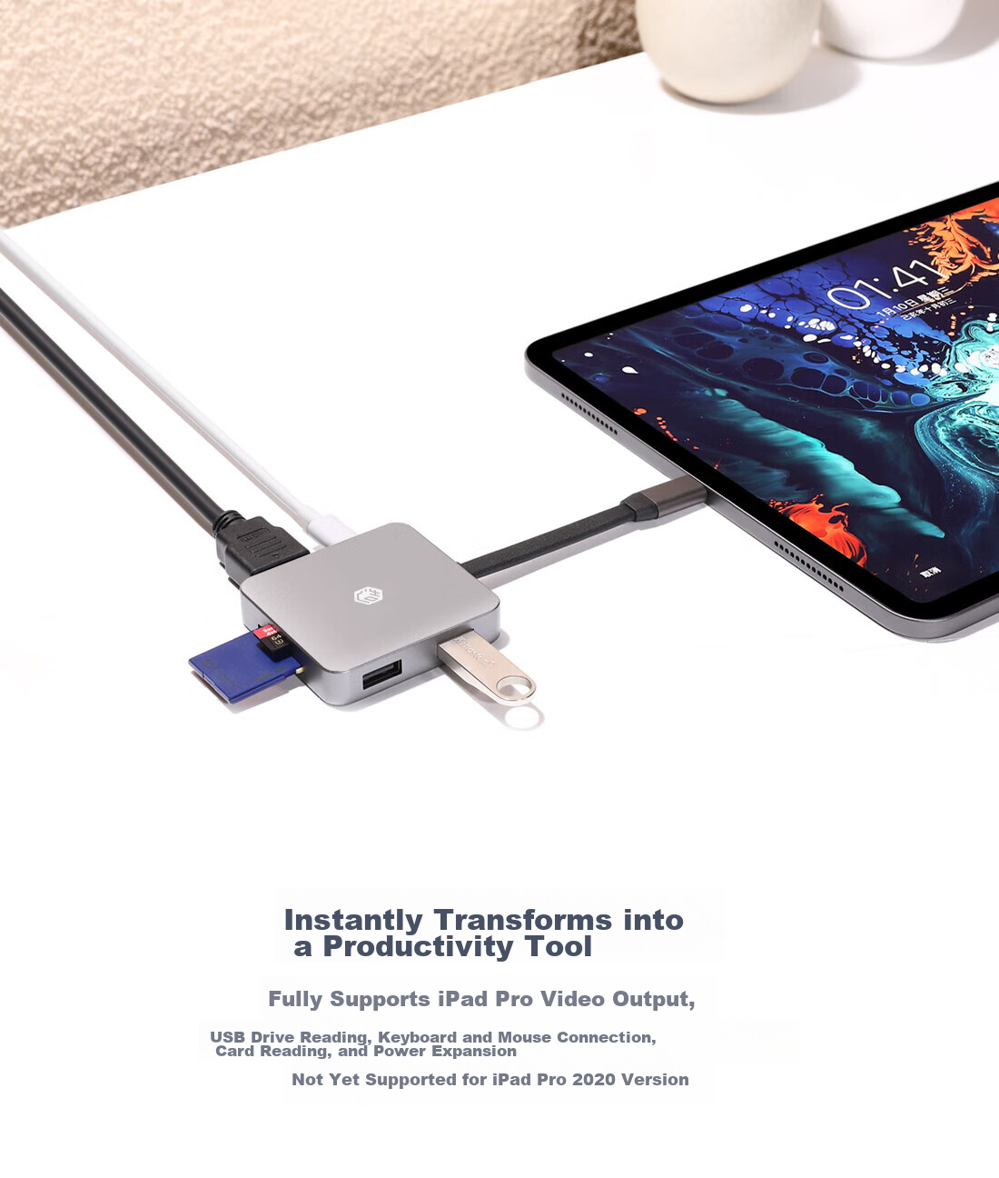 JD Original Four-In Dual-Head Cable Splitter Extended Version 0.6m, Hard Drive HUB Splitter USB Extender Converter Extension, Compatible with Huawei, Lenovo Laptops, Mac Laptops, And Smartphones 10