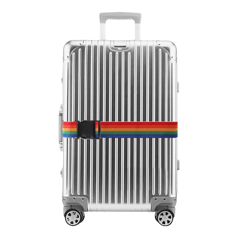 Banzheni Luggage Strap for International Shipping, Suitcase Binding Strap, Packing Strap for Checked Baggage, Travel Safety Packing Belt with Luggage Tag, Rainbow Color
