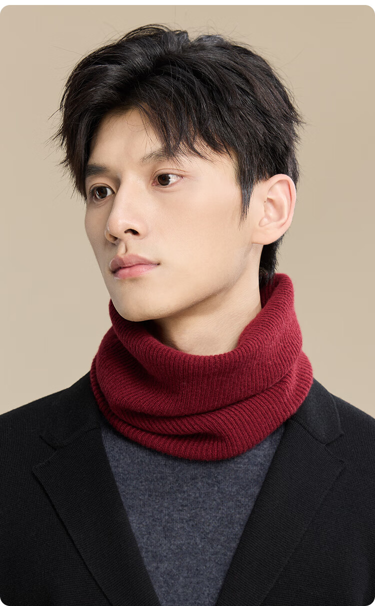 JIUMU 100% Cashmere Warm Neck Gaiter for Men, Autumn And Winter Cycling Hoodie Neck Warmer, Outdoor Neck Protection Scarf for Men in Winter 21