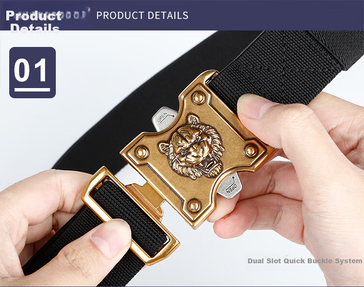 Half-Cigarette Canvas Belt Men's Leather Belt New Durable Breathable Elastic Battle Tiger Interlocking Buckle Tactical Outdoor Sports Waistband 3