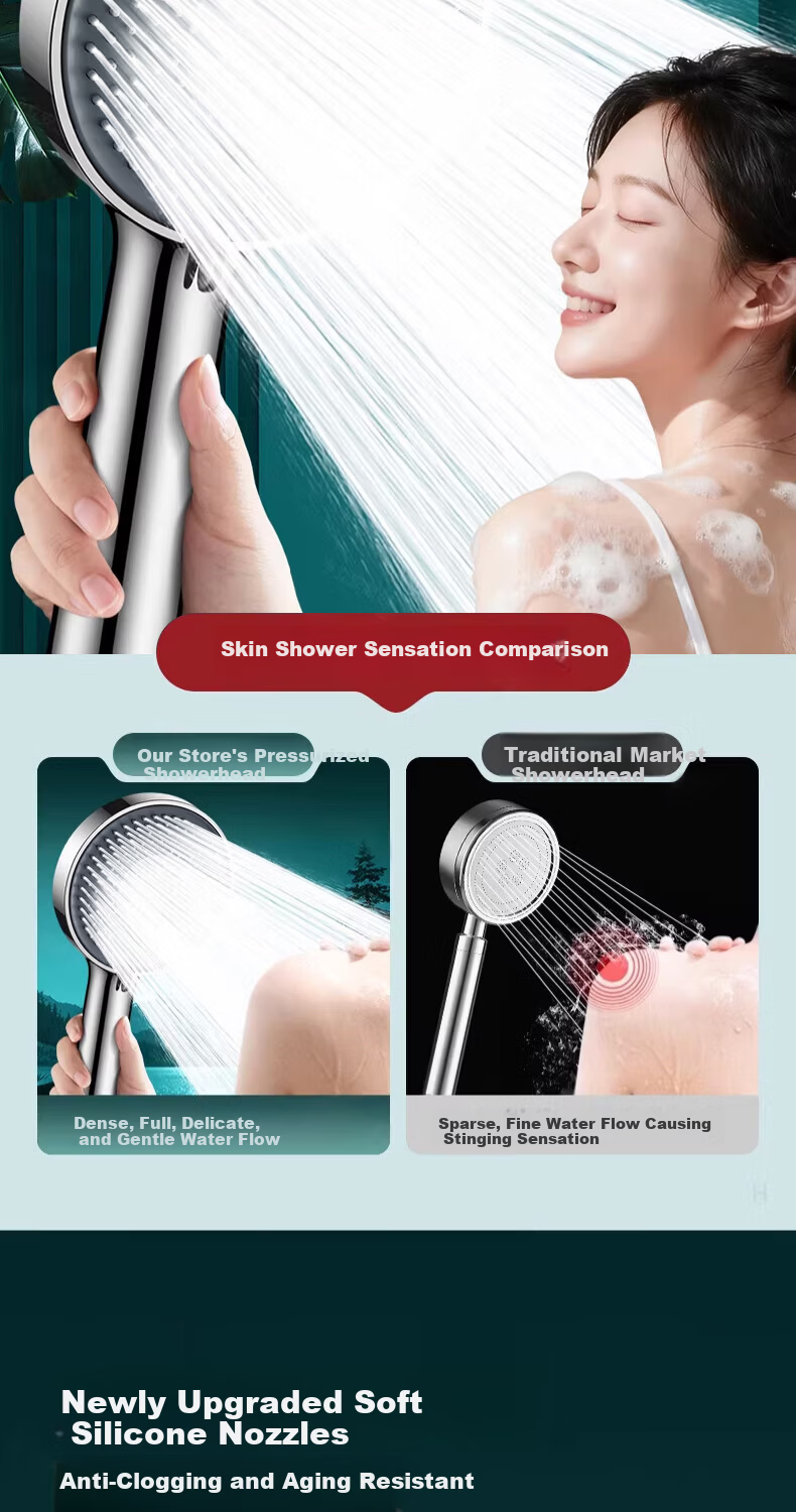 Del 28-Year Brand Pressurized Shower Head Bathroom Five-Mode CD-20 Liquid Silicone 2