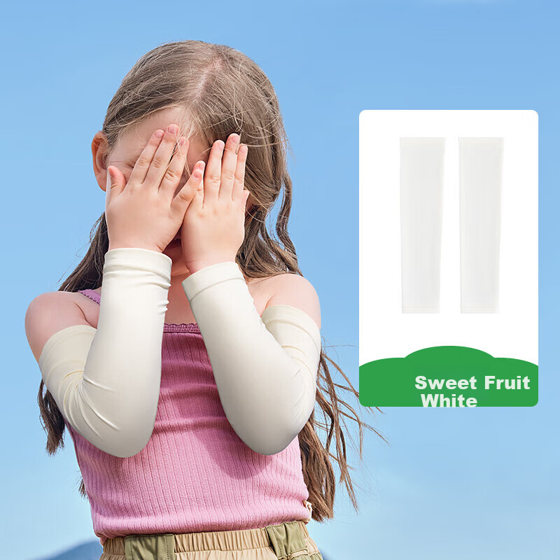 Kocotreekk Kids Sun Protection Sleeves Ice Silk Breathable Thin Arm Sleeves for Boys and Girls Summer Sweet Fruit White