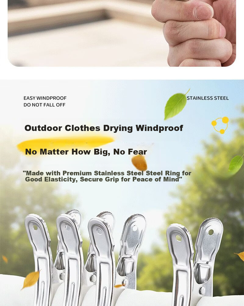 Mengtin Stainless Steel Windproof Clothes Pegs 11cm 10pcs Strong Grip for Drying Bedding 6