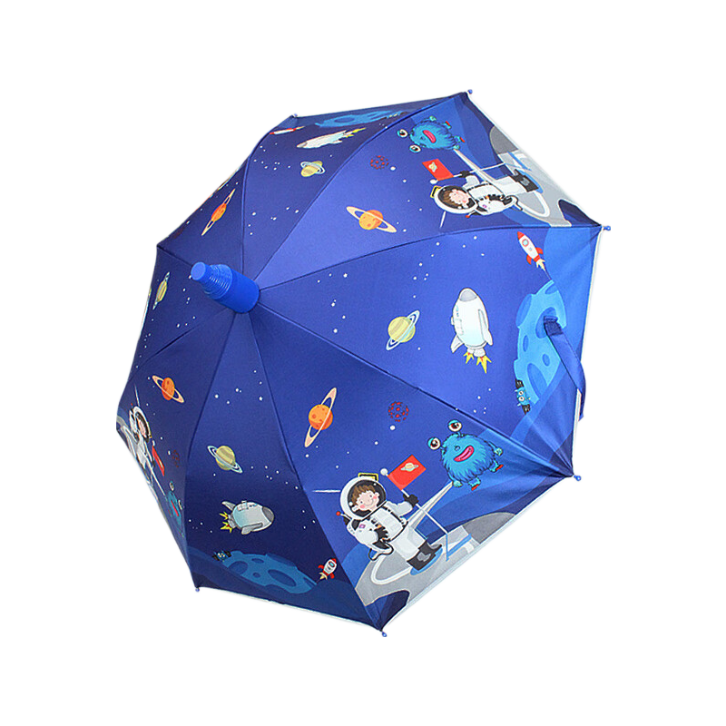 Geshu Children's Umbrella Automatic Umbrella for Boys Elementary School Students Portable Long Handle Umbrella Sun Protection Black Rubber Astronaut Kindergarten Umbrella