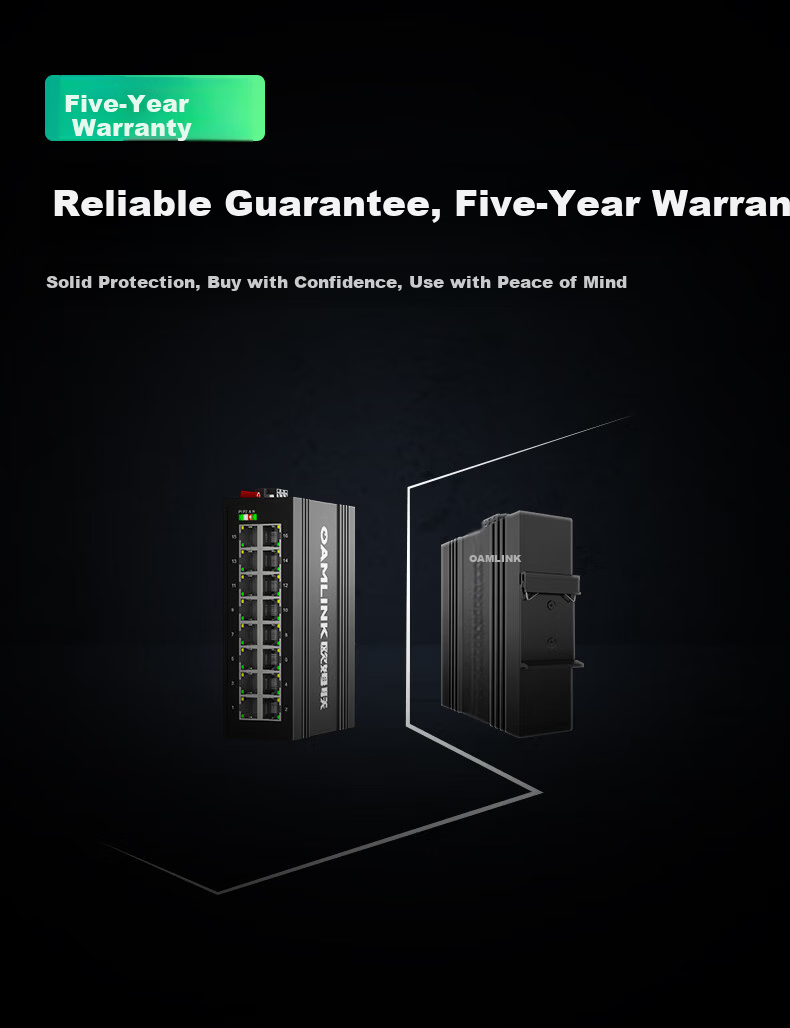 OAMLink Industrial Grade Ethernet Switch 16-Port Gigabit Unmanaged DIN Rail OAM-6000-45-16GT 5