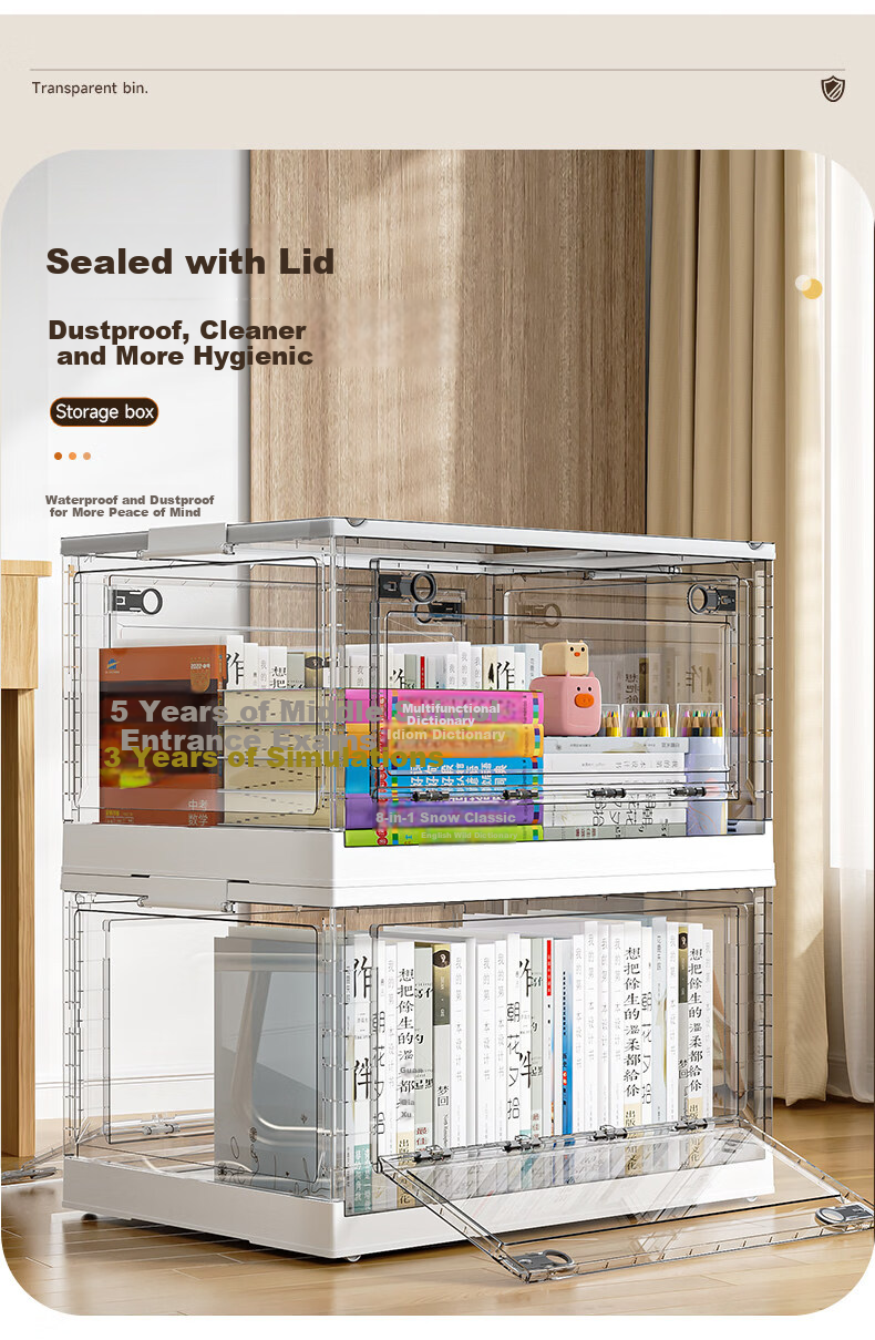 OLA XIANG Transparent Storage Box Student Book Organizer Household Clothes and Toys Storage Container Thickened Storage Basket Storage Solution 3