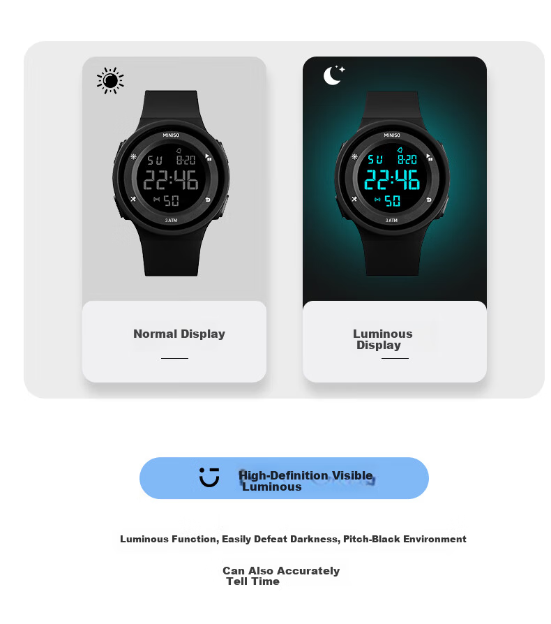 MINISO Sports Waterproof Digital Watch for Kids Teens Alarm Clock Genius Children Timepiece Gift 20