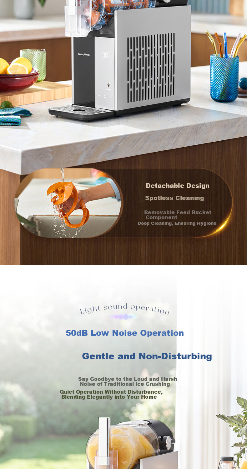 Morphyrichards Ice Crusher Machine Home Small Large Diameter Fully Automatic Fast Ice Shaving Commercial Snow Melting Machine Cold Drink Milkshake Cocktail Blender MR8002 13