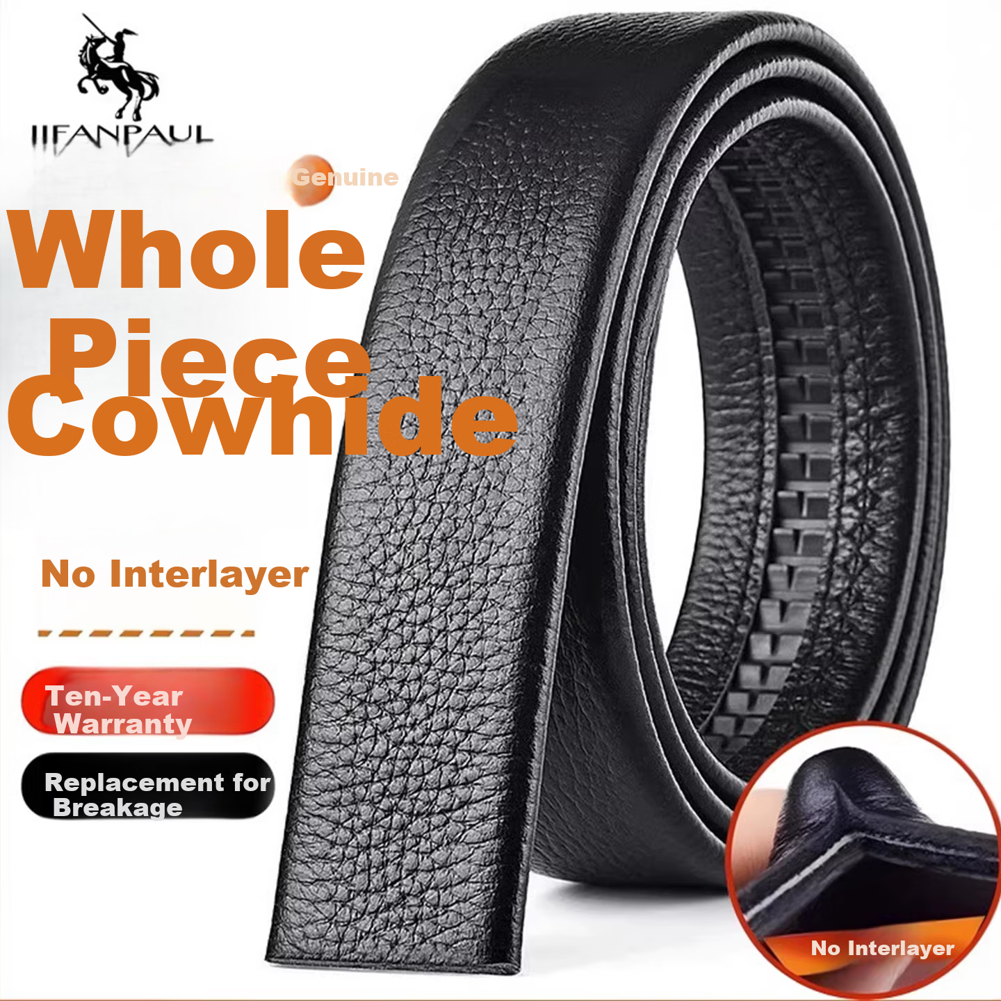 JIFANPAUL Paul Headless Men's Automatic Buckle Genuine Leather Business Belt Strap Waistband