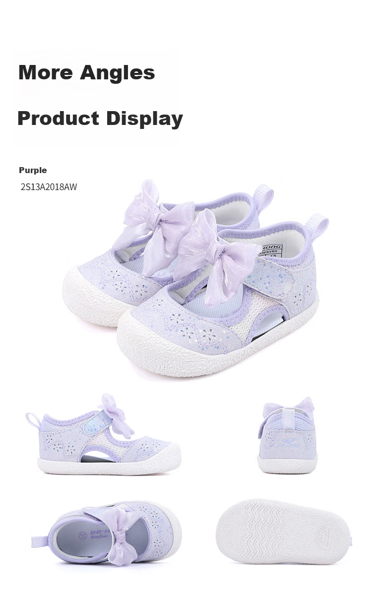 DR·KONG Toddler Walking Shoes Summer Girls Baby Cute Princess Children's Sandals 2S13A2018AW Purple Size 19 6
