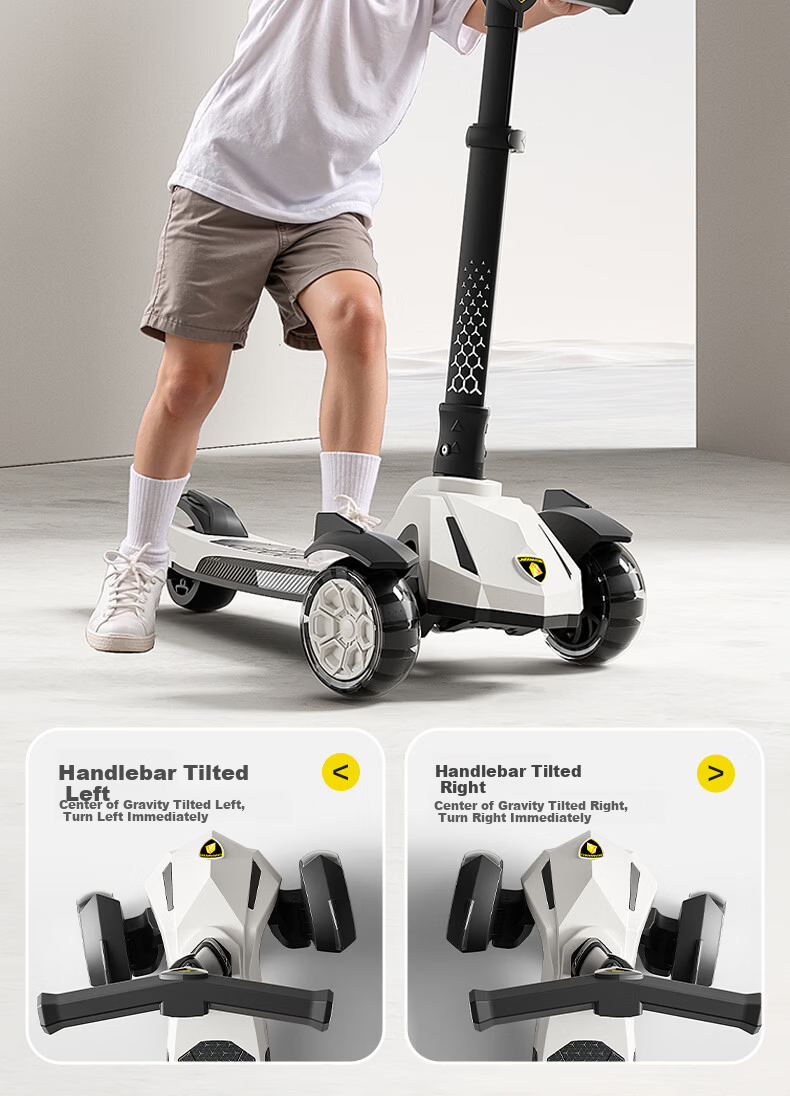 Feige Large Kids Scooter for Ages 3-6-12-14, Youth Student Commuter Scooter, Boys and Girls Anti-Tip Kick Scooter Gray 6