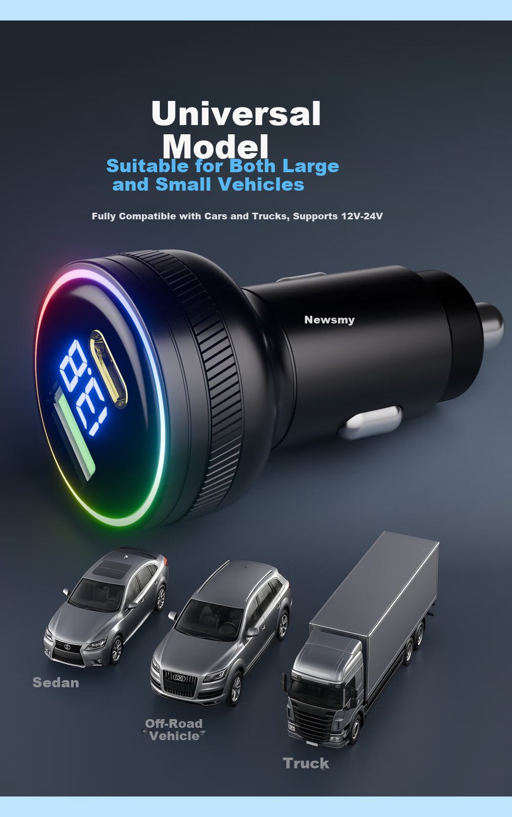 Newsmy 100W Car Charger Super Fast Charging Compatible with OnePlus Realme Huawei Supports OPPO/VIVO Dual Port Fast Charging 13