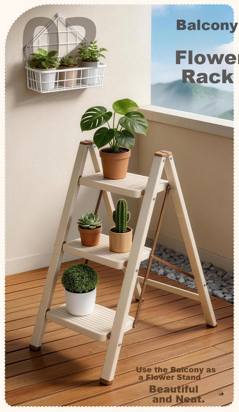 Xiaomoti Household Folding Thickened Carbon Steel A-Frame Ladder Indoor Multifunctional Step Ladder with Handrail Four-Step Ladder 16
