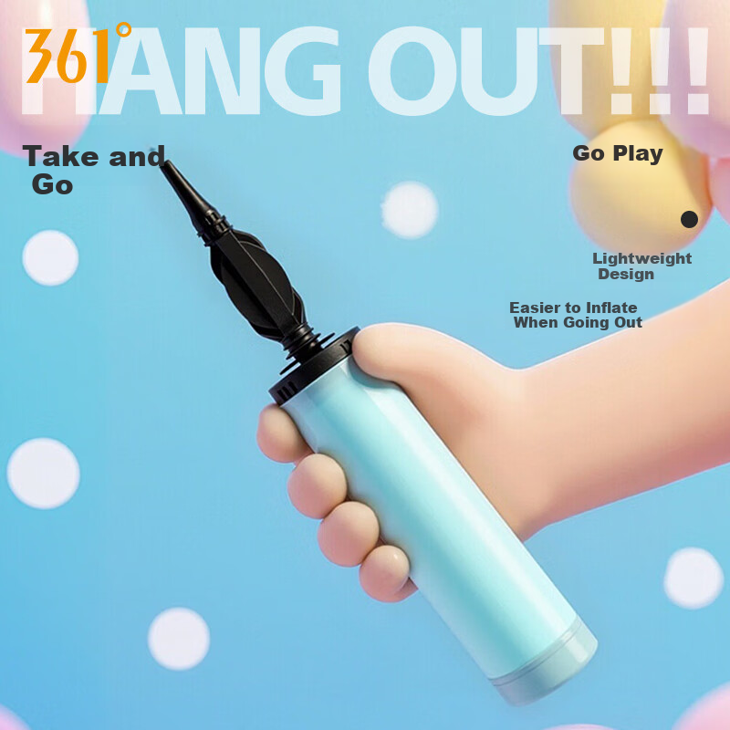 361° Portable Swimming Ring Air Pump Manual Mini Inflator for Toys, Balls, and Balloons