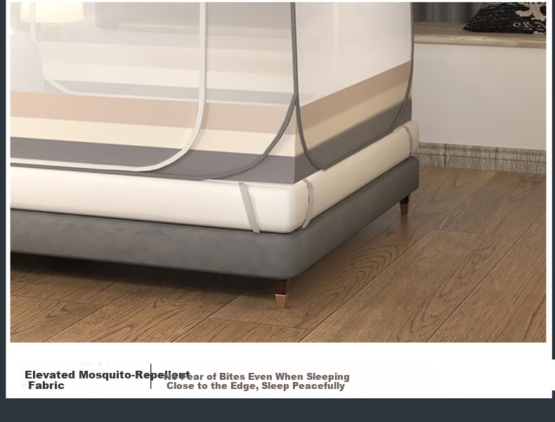 MUJI Type A No-Installation Steel Wire Mosquito Net Three-Door Foldable Dense Mesh Mongolian Tent Mosquito Net for 1.8x2m Bed 12