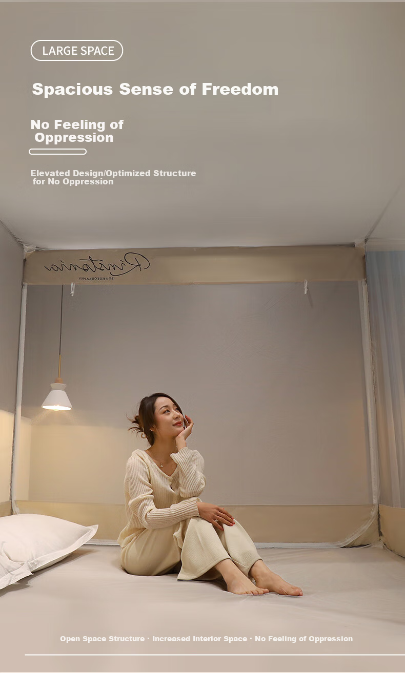 Nanjiren Children and Adult Anti-Fall Mosquito Net 1.8x2m Bed A-Class Dense Mesh Double Door Full Bottom Square Top Home Use with Frame 3