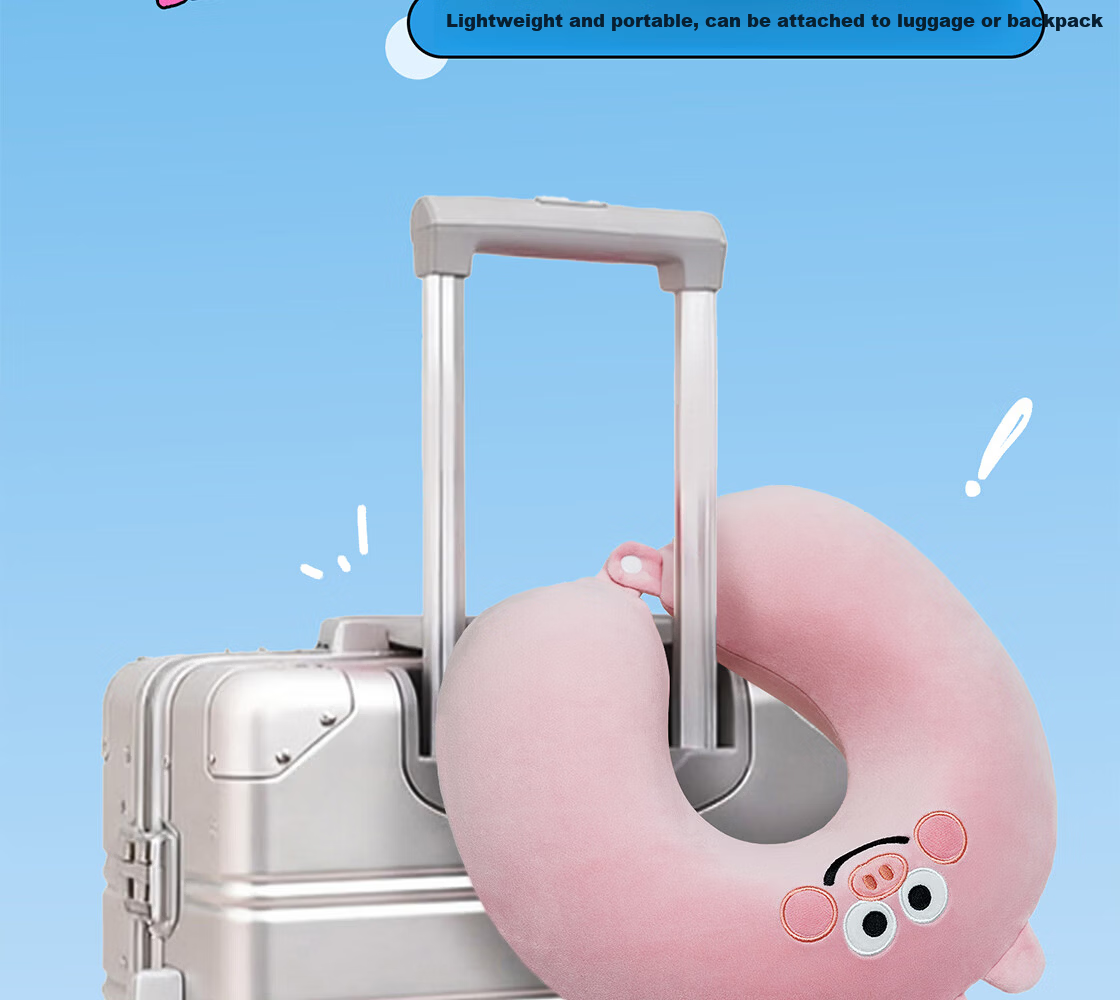 MINISO Bacon Pig U-Shaped Memory Foam Office Nap Pillow Travel Neck Pillow Lunch Break Cushion Birthday Gift Smiling Design 13