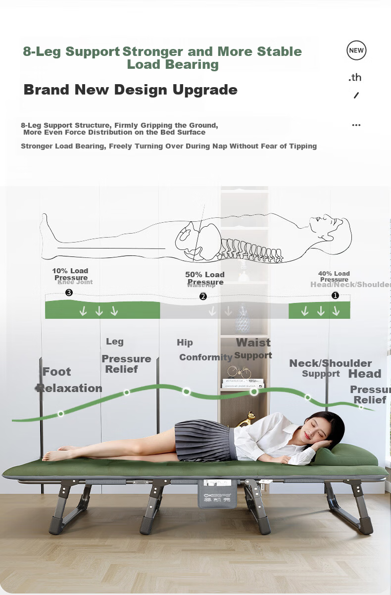 Aokai Fu Folding Bed Recliner Office Nap Bed Hospital Care Bed Ergonomic Traction Neck Support 9