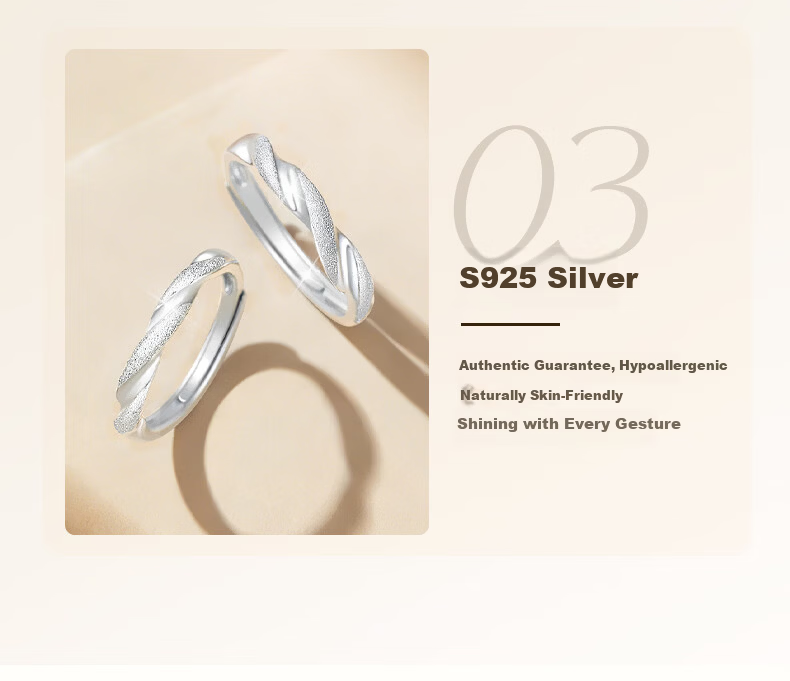 Lao Miao Mobius Pure Silver Couple Adjustable Rings for Men and Women Birthday Gift Practical High-End Girlfriend Wife 6