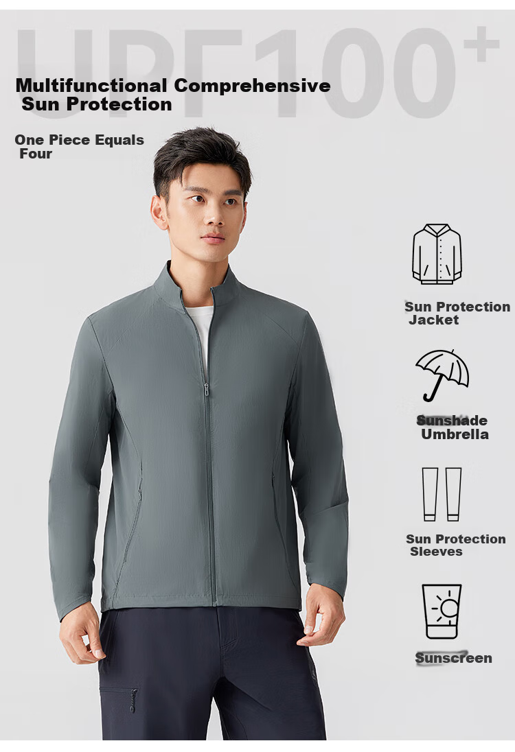 Pioneer Camp Ice Vein Men's Summer Outdoor Ice Silk Cooling Stand Collar Fishing Sun Protection Jacket Breathable Loose Skin Jacket 6