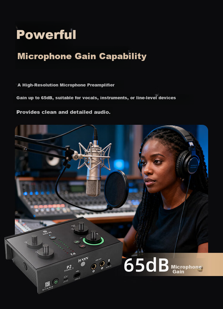 ICON Panel 2 Live Streaming Audio Interface P2 External Computer Sound Card Professional Host Singing KTV Recording Live Broadcast E-commerce Gaming Stage Performance Teaching Streaming Equipment 11