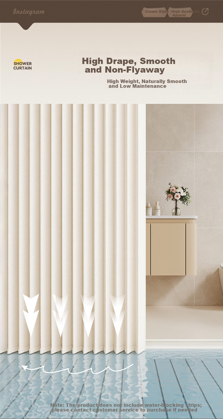 Cobbe Bathroom Folding Waterproof Shower Curtain Partition Wet and Dry Separation Invisible Water Barrier No Drilling 9