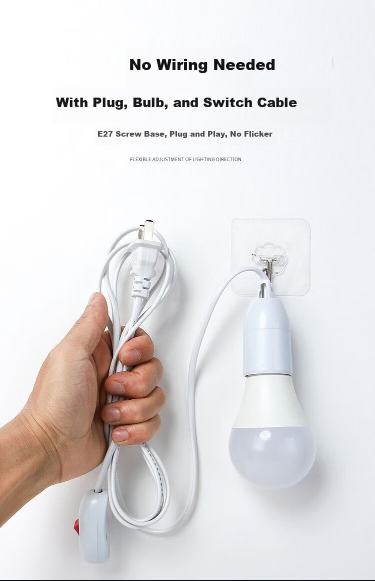 Yunzhizhuo E27 Screw Socket Lamp Holder with Switch and Plug Extension Cord Hanging Pendant LED Bulb Holder 5m Cable (Actual Length 4.1m) 3