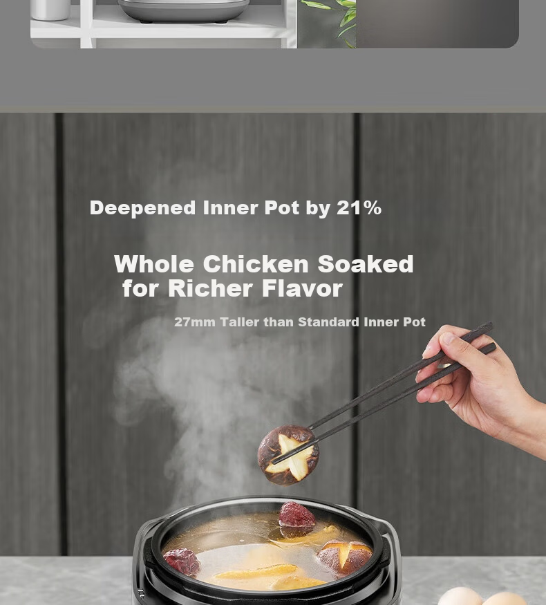Joyoung ZMD Anxin Series Electric Pressure Cooker 70kPa High-Pressure Inner Pot 21% Deeper Intelligent Heating 900W Reservation Timer 5L Dual Pot Rice Cooker Soup Stew Y-50H50 3