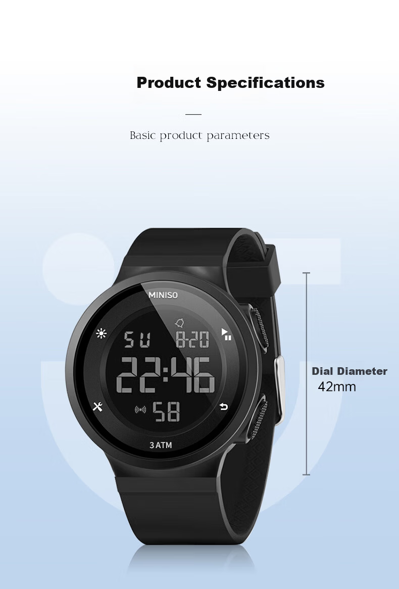 MINISO Sports Waterproof Digital Watch for Kids Teens Alarm Clock Genius Children Timepiece Gift 10