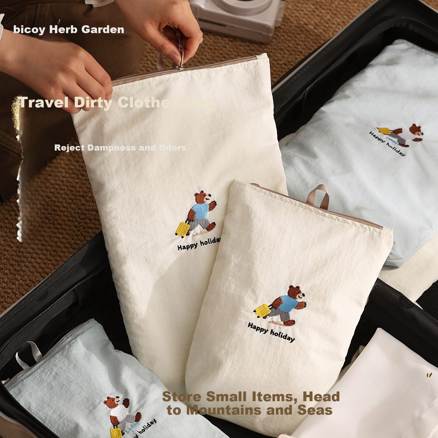 Baicaoyuan Travel Clothes Storage Bag Waterproof Wet and Dry Clothing Organizer Luggage Packing Pouch Portable