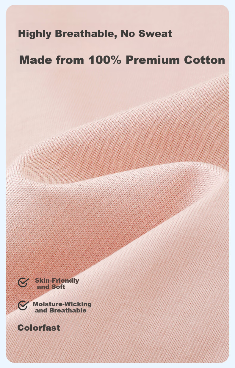 PurCotton 100% Xinjiang Cotton 7A Antibacterial Unisex T-Shirt, Crew Neck, 7A Antibacterial, Sea Salt Pink, Size S (165) 9
